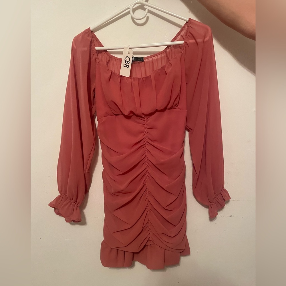 Coral/pink long sleeve dress NWT size small